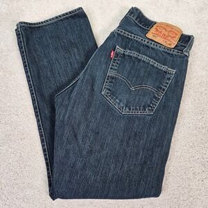 Levi Strauss 501 Men Jeans Classic 32x30 Dark Wash Button Fly Straight Leg Denim